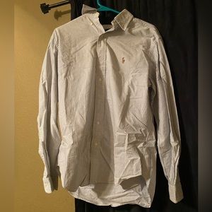 Ralph Lauren men’s classic fit medium blue and white button up shirt